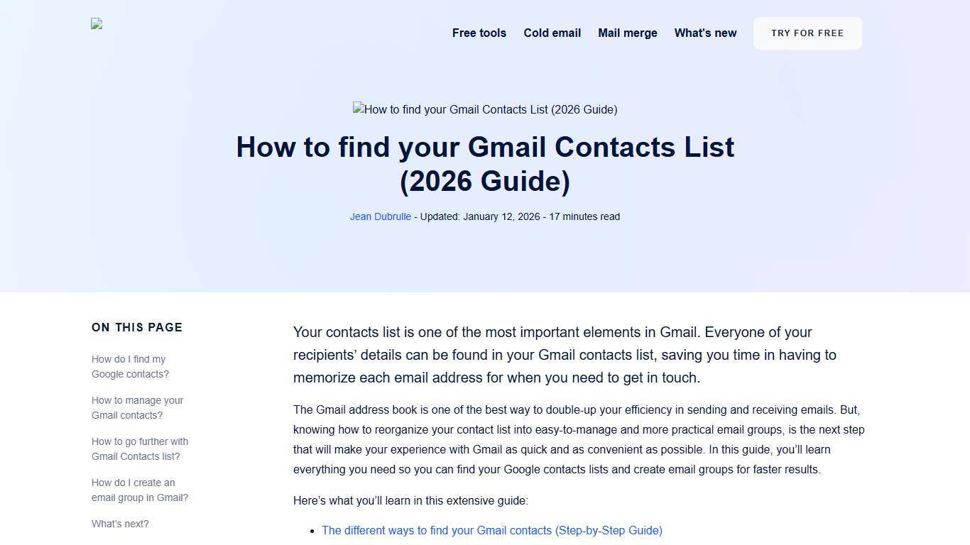 How to find your Gmail Contacts List (2026 Guide)